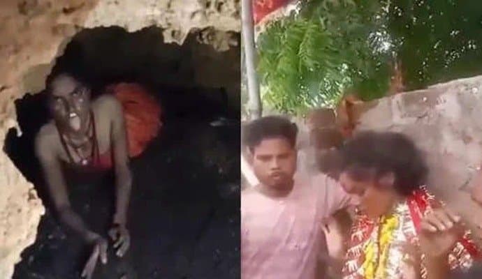 Jharkhand girl missing for three months found pretending to be a snake in a cave gnr 