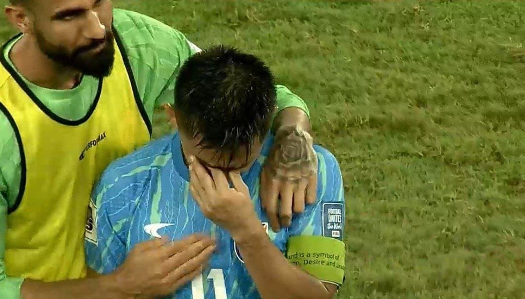 Sunil Chhetri in tears after India-Kuwait match