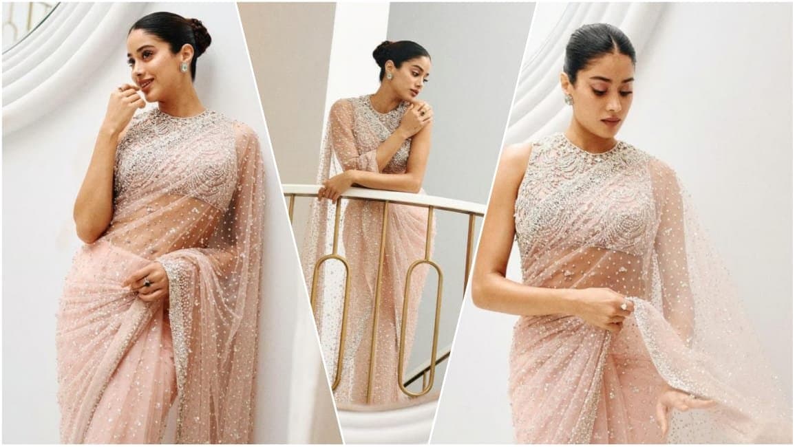 Janhavi Kapoor: ক্রিস্টাল ব্লাউজ আর ডিজাইনার  শিফনে বছরশেষে নজরকাড়া জাহ্নবী!