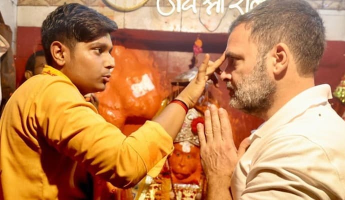 Rahul Gandhi prays at Hanuman temple while heading to Raebareli