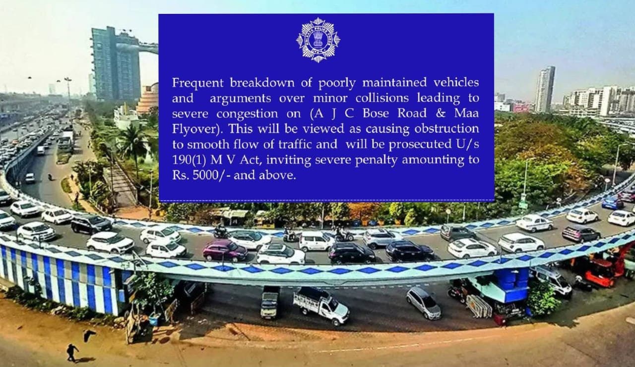 Kolkata Police Imposes Fine for Car Breakdown on Maa Flyover_gnr