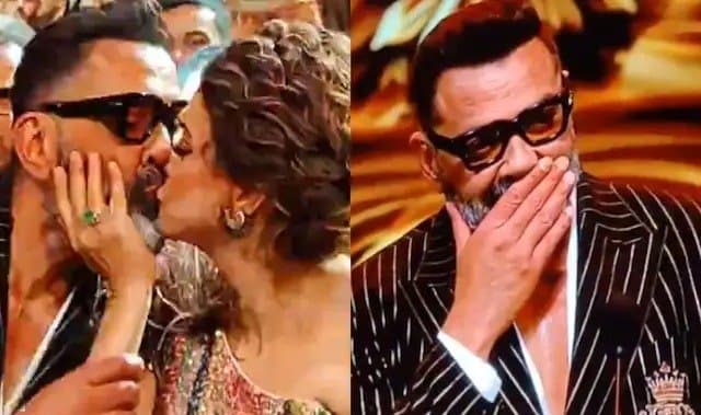 Bobby Deol gets teary eyed kisses wife Tanya after winning Best Villain award at IIFA 2024 ent