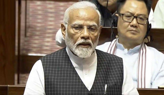 Pm speech on rajya sabha opposition MPs walk out