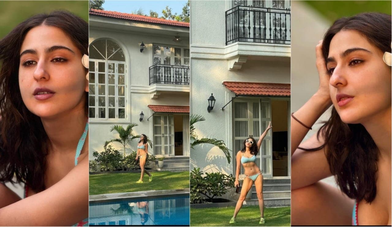 Sara Ali Khan flaunts toned abs in blue printed bikini!