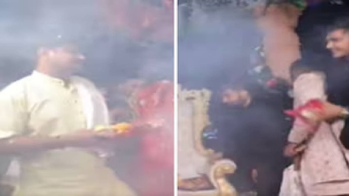 Priest Hurls Plate At Guests For Throwing Flowers During Phera Ceremony