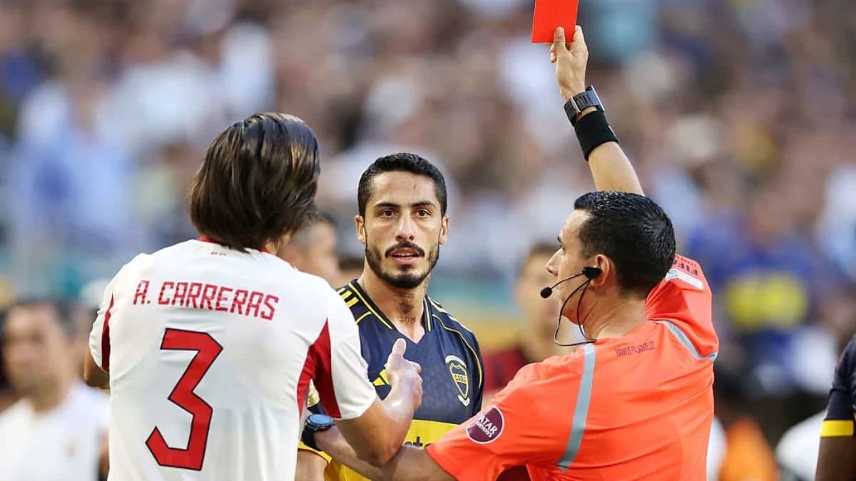 Referee throws out second item from pocket while giving red card in bizarre Club World Cup scenes 