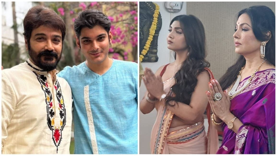 prosenjit chaterjee aparajita addhya and rajnandini paul celebrates saraswati puja at their home and institute ent