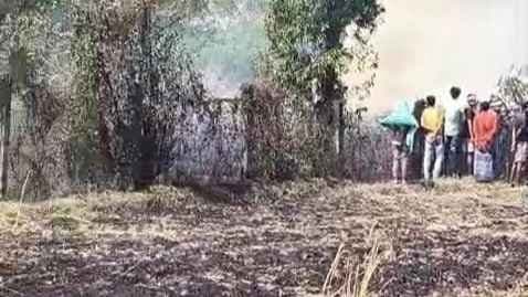 Fire at wheat field burnt huge quantity of crop