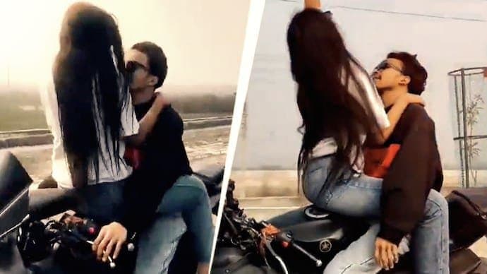 Kanpur couple reel of romancing on moving bike invites police action gnr 