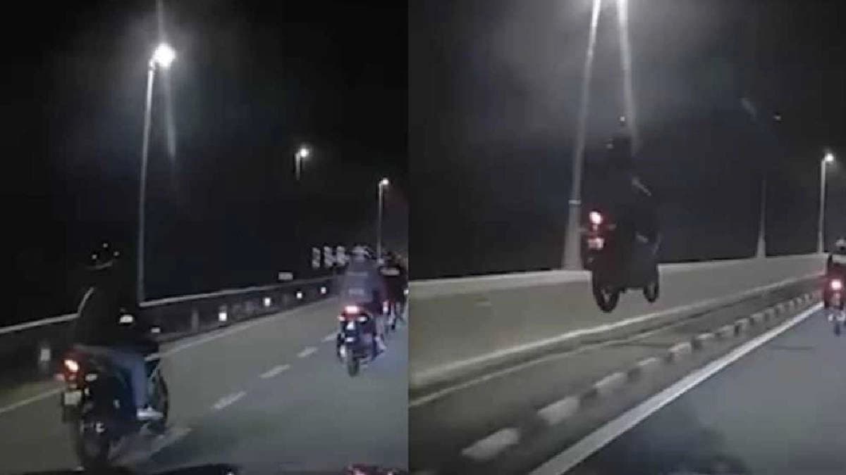 Horrifying Dashcam Footage Captures Man Flying Off Bike After Barrier Collision