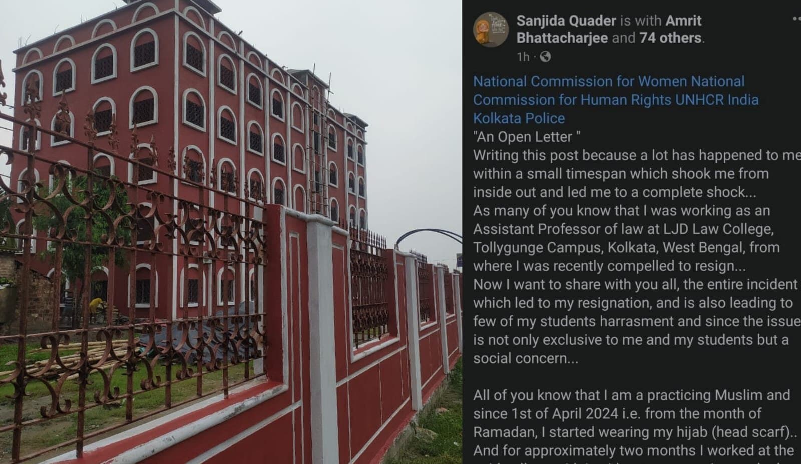 law college teacher resigns over Hijab ban