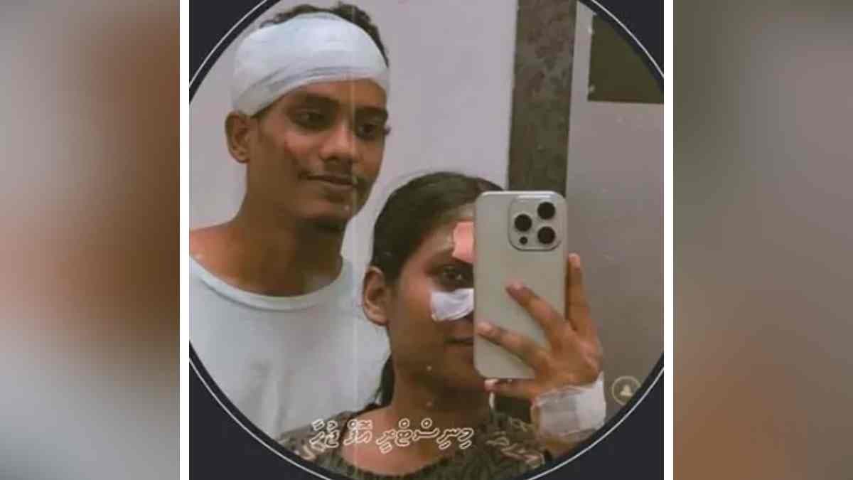 couple post a selfie on social media after an accident viral post