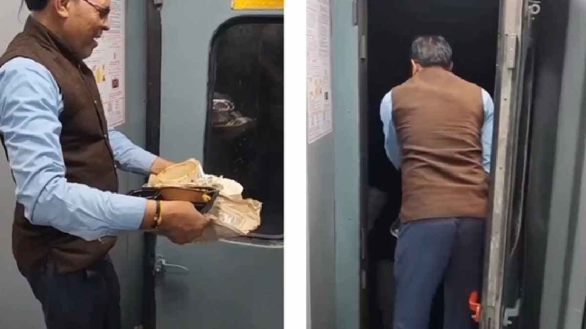 Indian railways employee throwing garbage from moving train goes viral