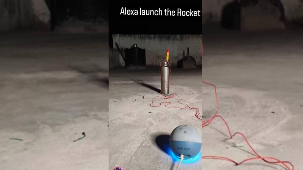 Diwali in India Man launches rocket with help of Alexa gnr
