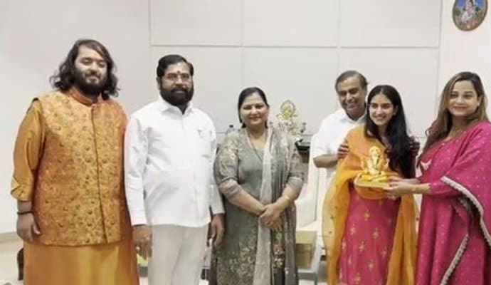 Mukesh Ambani invites CM Eknath Shinde to Anant-Radhika’s grand wedding