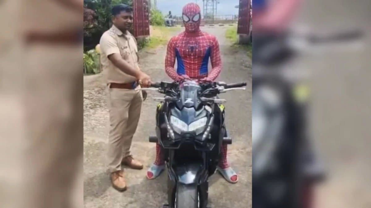 Dressing like Spiderman Goes On Stunt Spree On Bike  then this incident happened