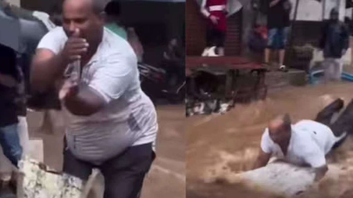 Man Performs Viral Aura Farming Dance On Flooded Mumbai Street
