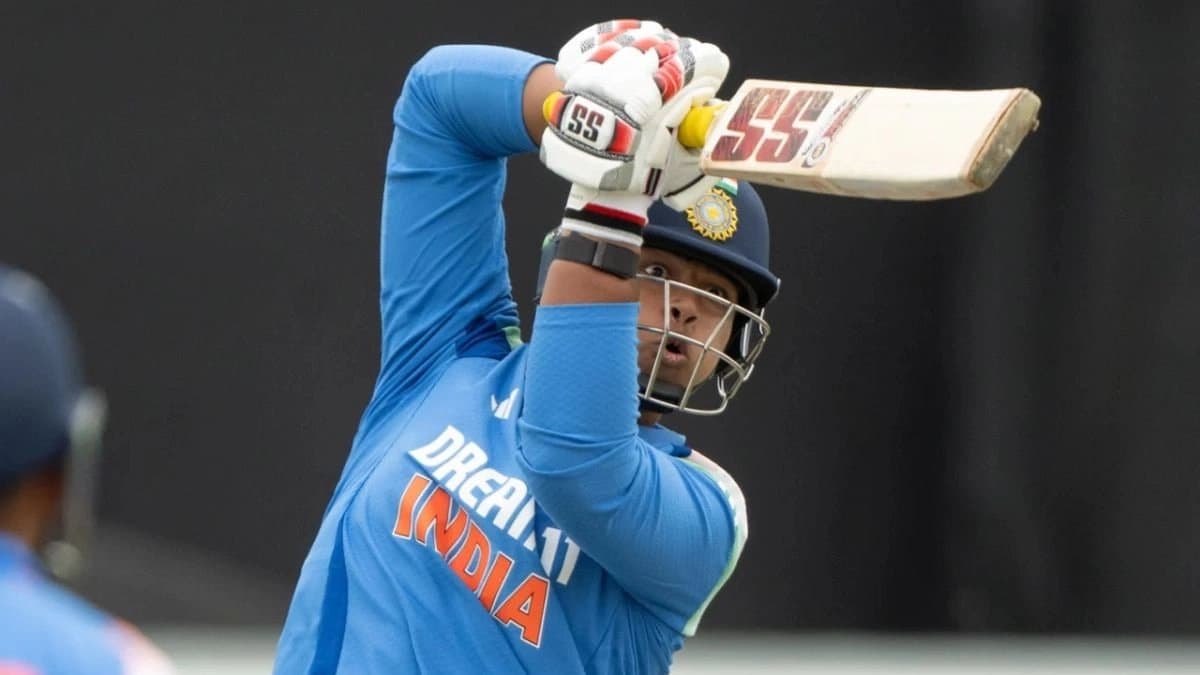 Vaibhav Suryavanshis powerful straight drive narrowly missed the camera crew