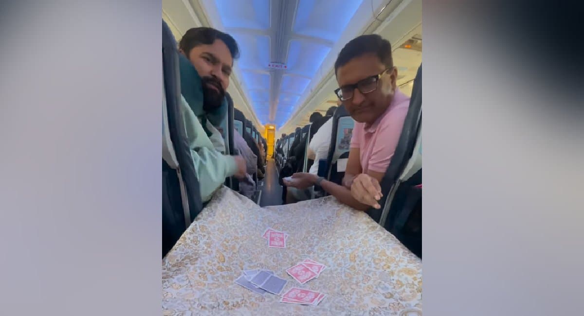 Men Playing Cards On Plane Viral Video