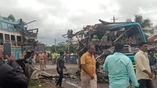 Six Killed 28 Injured After Buses Collide Head On In Tamil Nadu Tenkasi