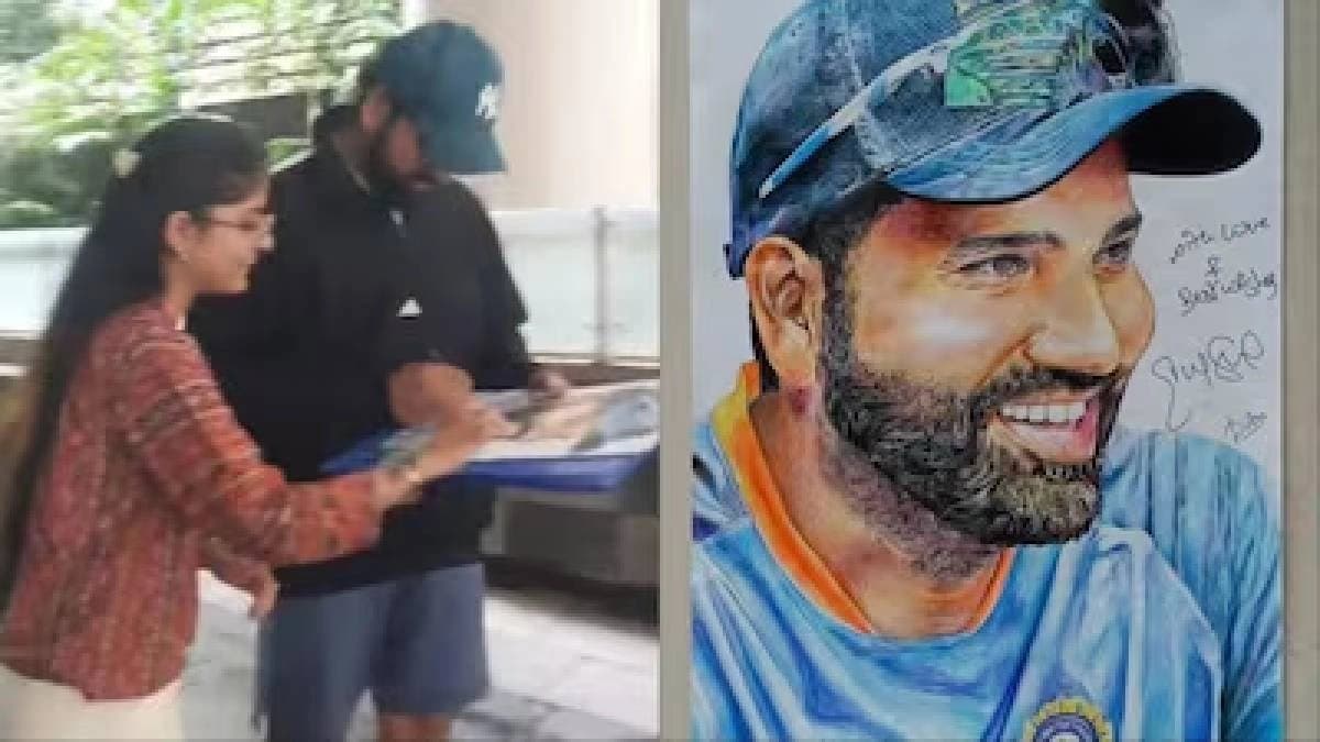 Rohit Sharma Meets Fan Girl Who Painted His Portrait