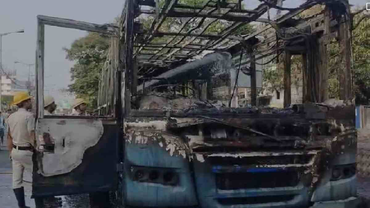 Fire in ac bus at paikpara area 