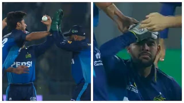 Ubaid Shah gets wild-strikes down his own teammate in PSL 