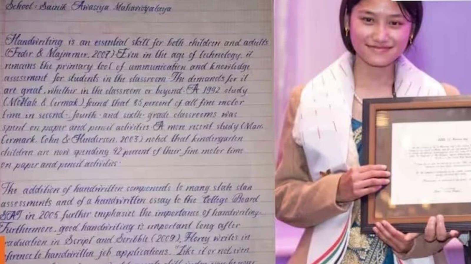 Know about the girl whose handwriting is most beautiful in the world_gnr