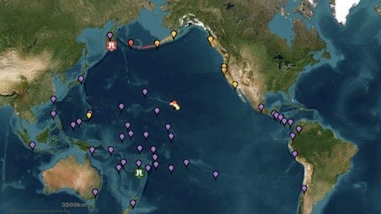 Estimated Tsunami Timings For Hawaii, California, Washington