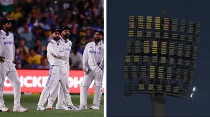 Adelaide floodlight failure forces stoppage in play twice in one over in day one spt 