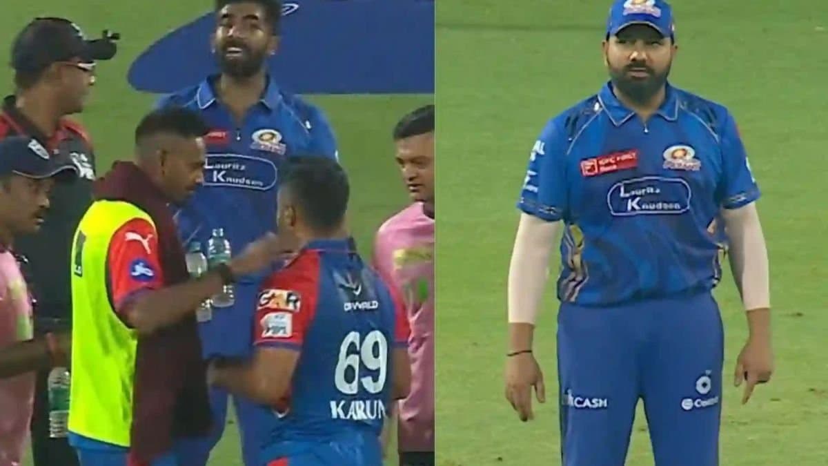 IPL 2025: Jasprit Bumrah and Karun Nair engaged in a heated exchange during Delhi Capitals vs Mumbai Indians Match spt