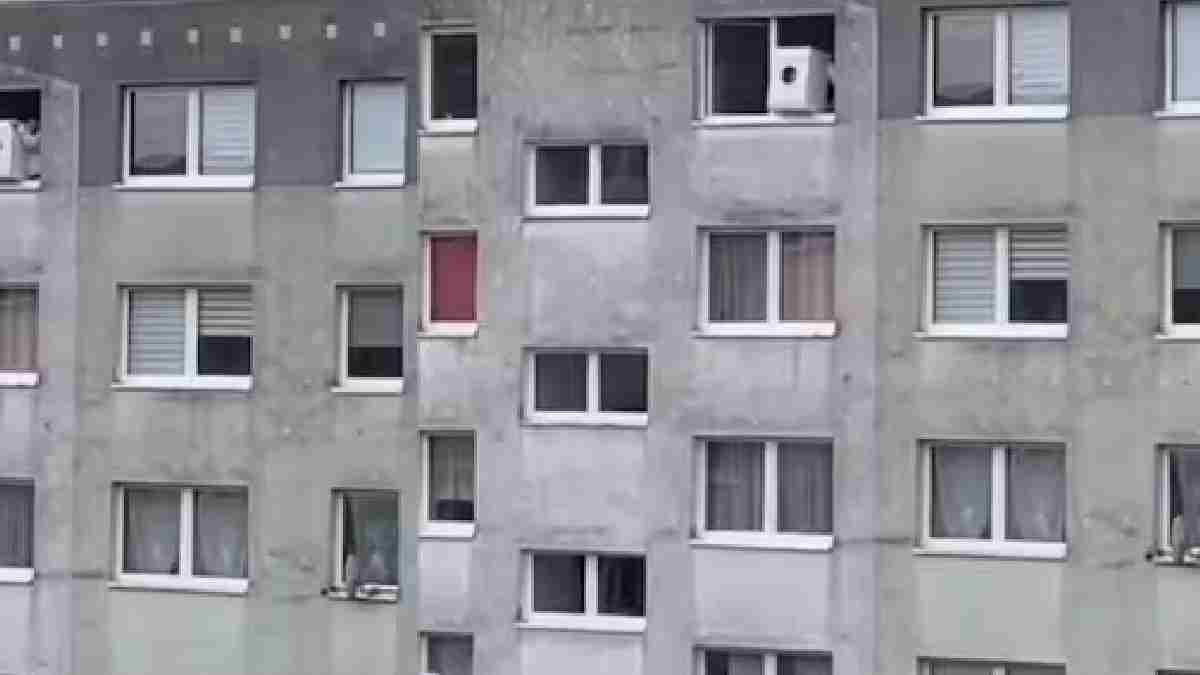 The washing machine  falling from the fifth floor viral video