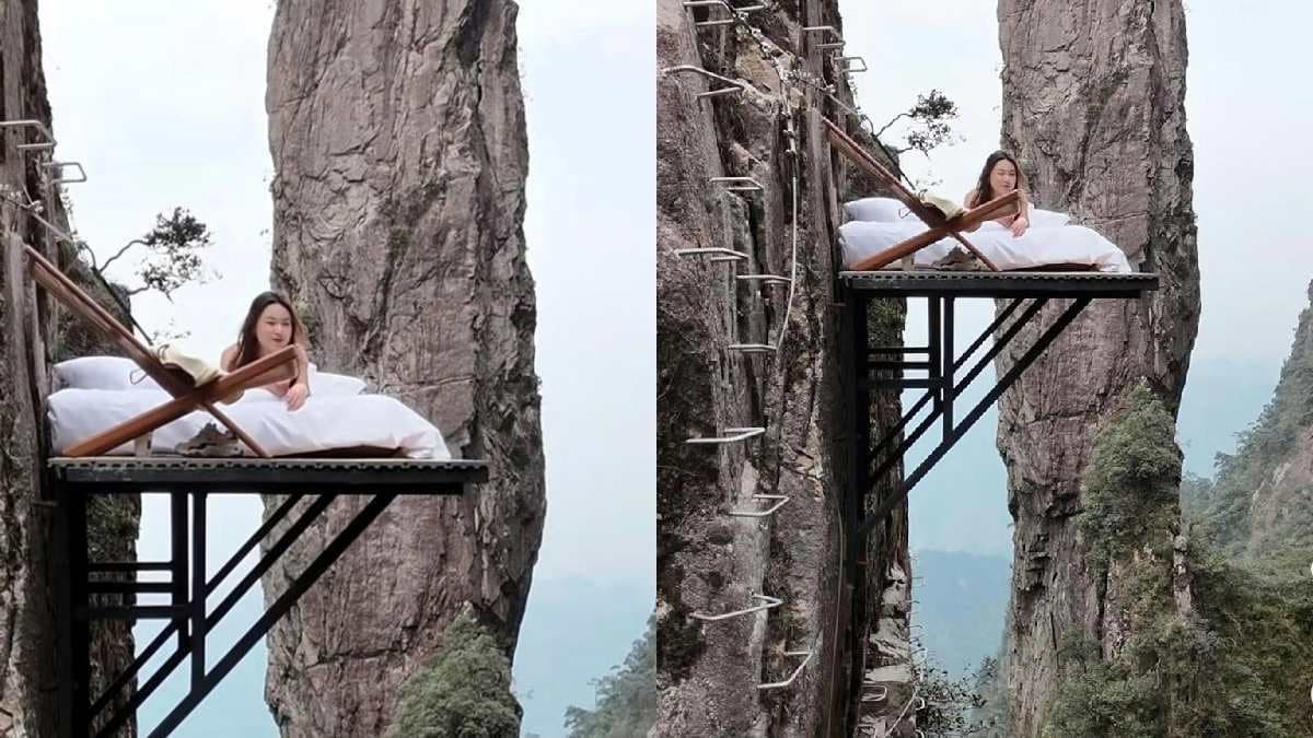 Chinese Tourist attraction Cliff Bed Experience is getting attention