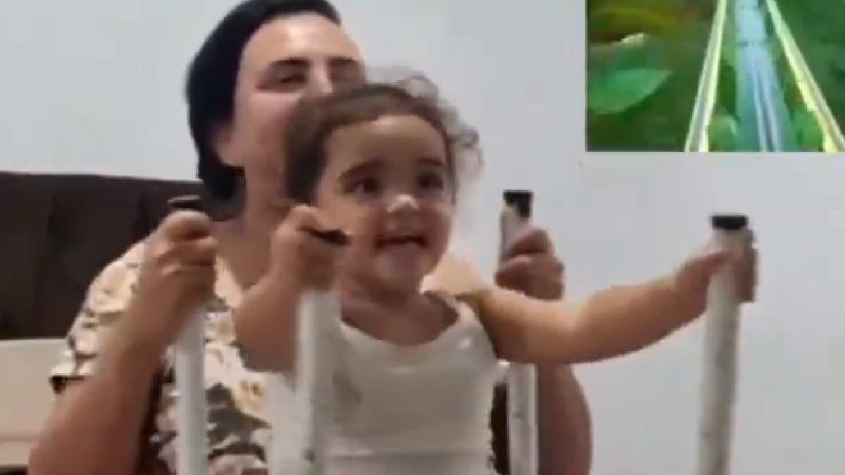 Woman uses Chair to creating the excitement of a roller coaster viral video