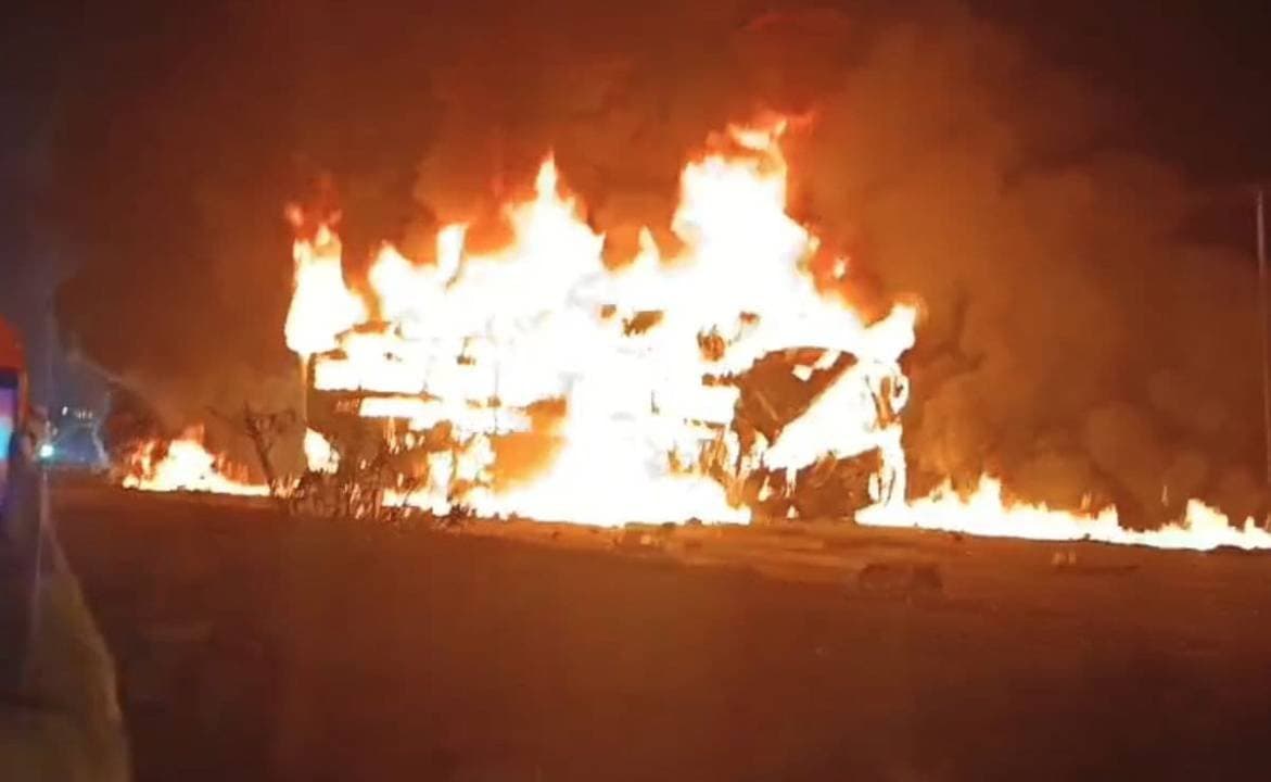 10 Dead As Bus Goes Up In Flames After Collision With Truck In Karnataka