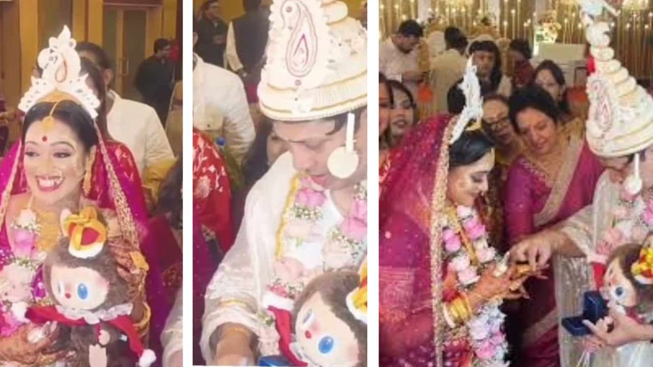 Moubani Sorcar and her Husband gets trolled as he gifted her a Labubu Doll on their wedding 