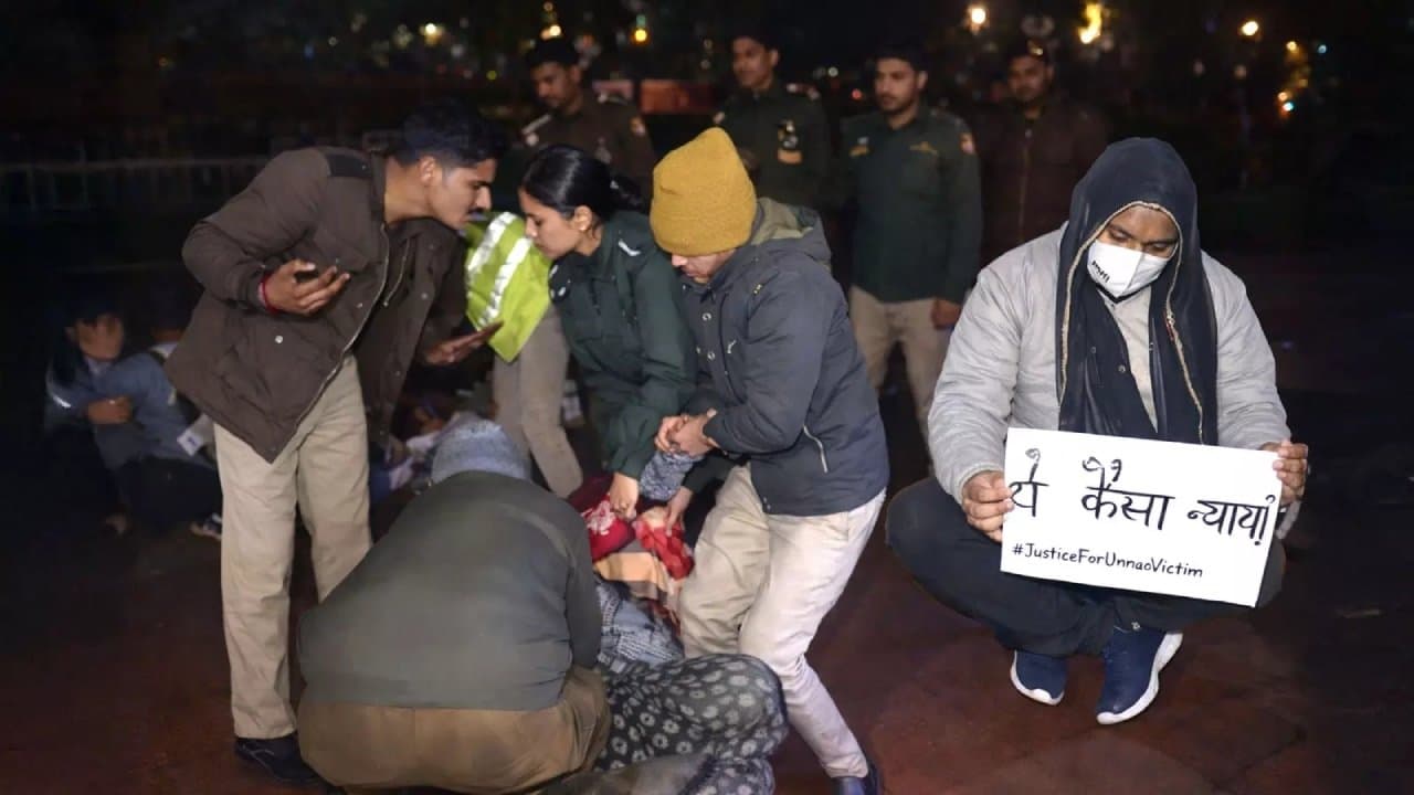 Unnao physical assault survivor s mother manhandled in New Delhi stopped from protest