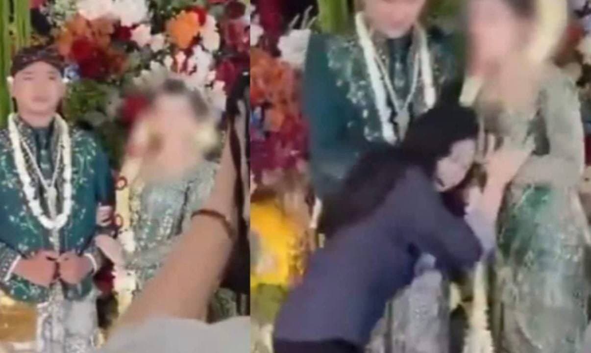 Bride Drags Groom Ex Girlfriend By Hair After She Tries To Kiss Him On Wedding Stage