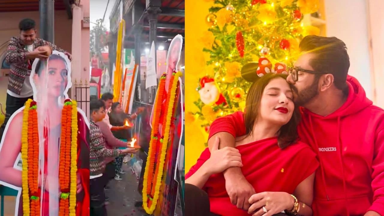 Subhashree Ganguly celebrates Christmas with Raj Chakraborty and family shares a gratitude post as fans worship her poster like goddess as Lawho Gouranger Naam Rey released