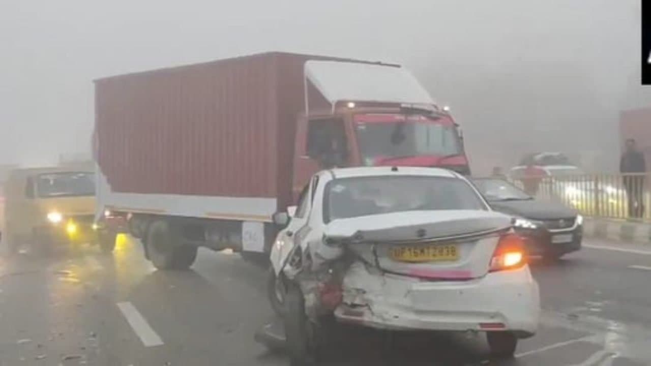 Multiple vehicles collide on Delhi Sonipat road amid dense fog near Haryana