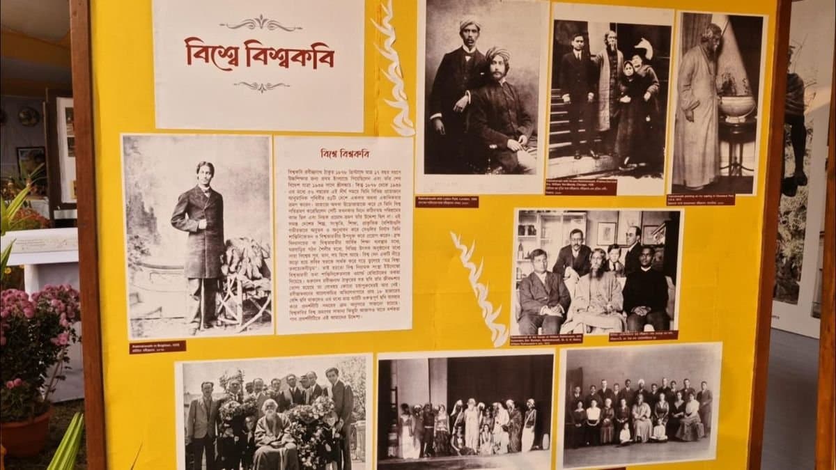 Various pictures of foreign tour of Rabindranath Tagore displayed at Poush Mela