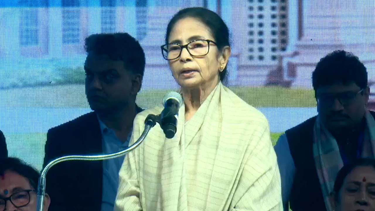 CM Mamata Banerjee Lay Foundation Stone Of Durga Angan In Newtown