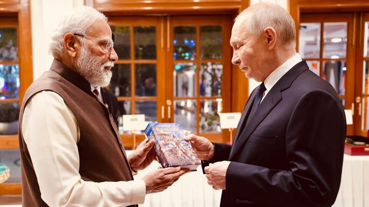 Putin In India PM Modi Gifts Russian Edition Of Bhagavad Gita To Putin
