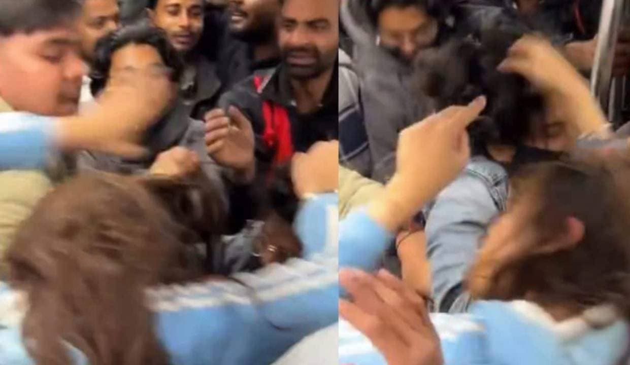 Delhi women pull each others hair inside crowded metro