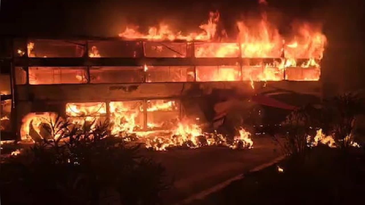 Three Killed As Bus And Truck Burst Into Flames After Collision In Andhra Pradesh 