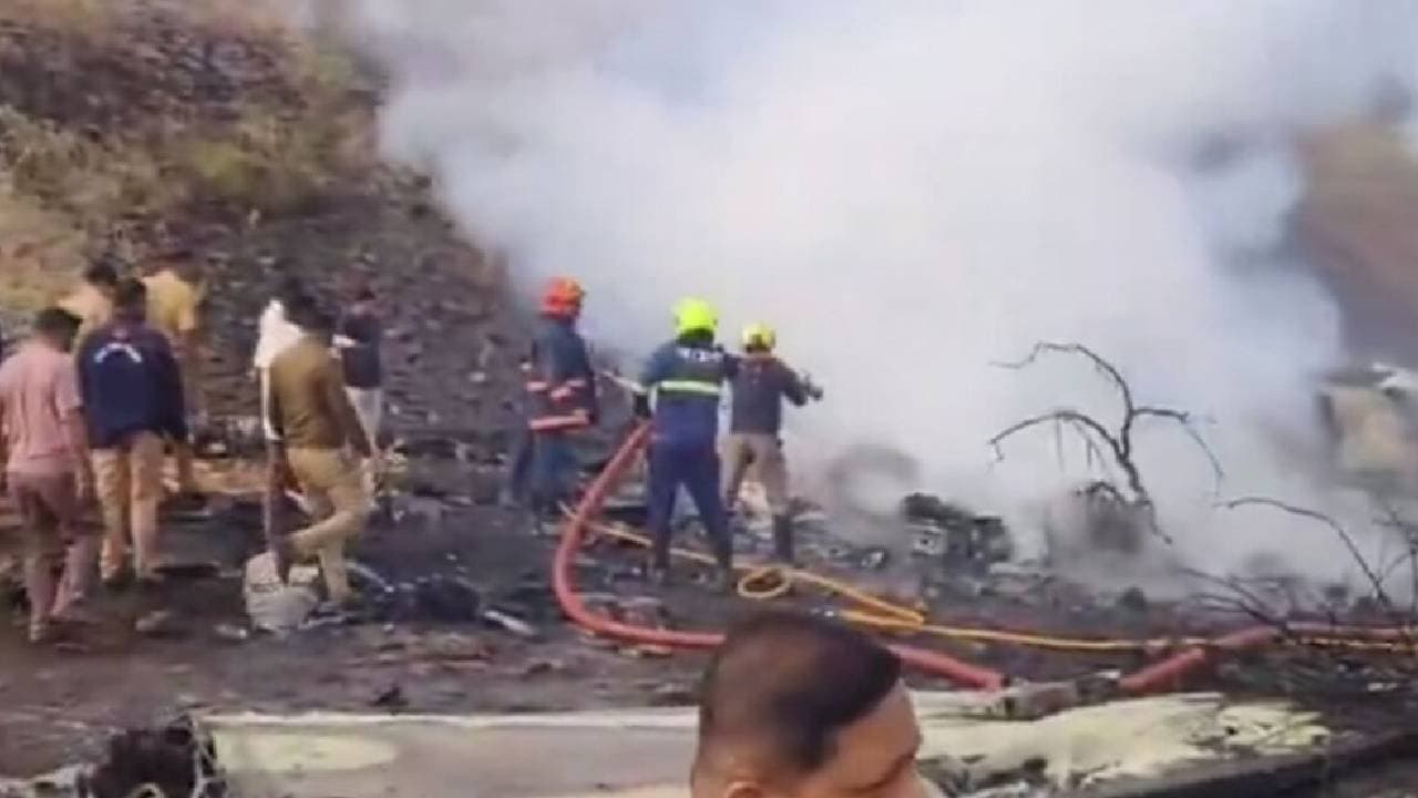 Video Shows Ajit Pawars Plane In Pieces On Fire After Crash Landing 