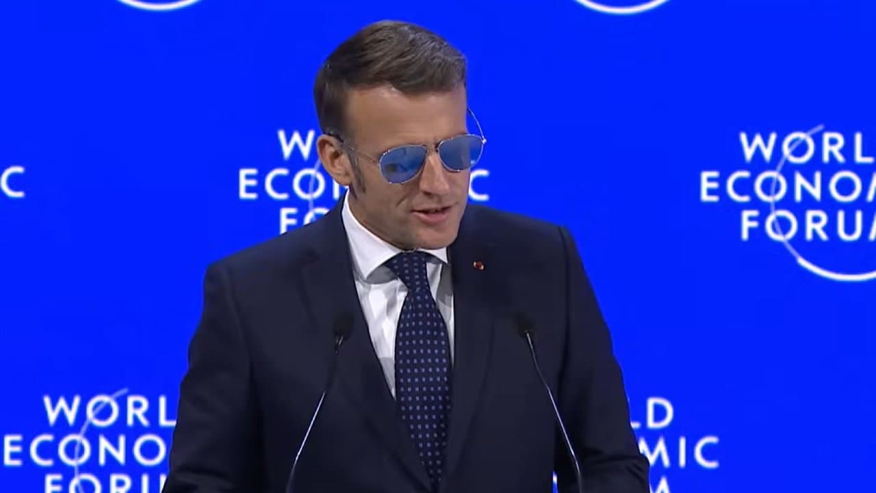Why did Emmanuel Macron wear sunglasses at Davos