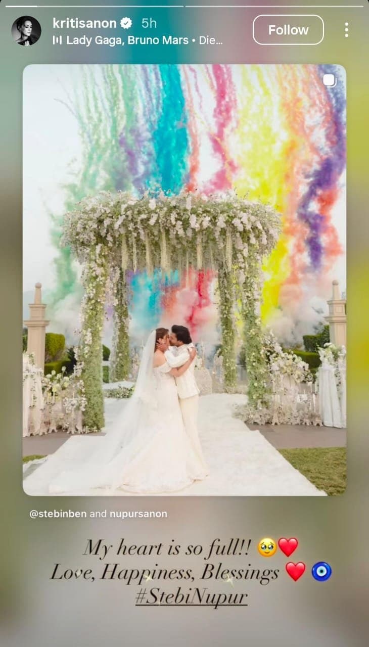 Kriti Sanon shares photos of Nupur Sanon and Stebin Ben s Wedding