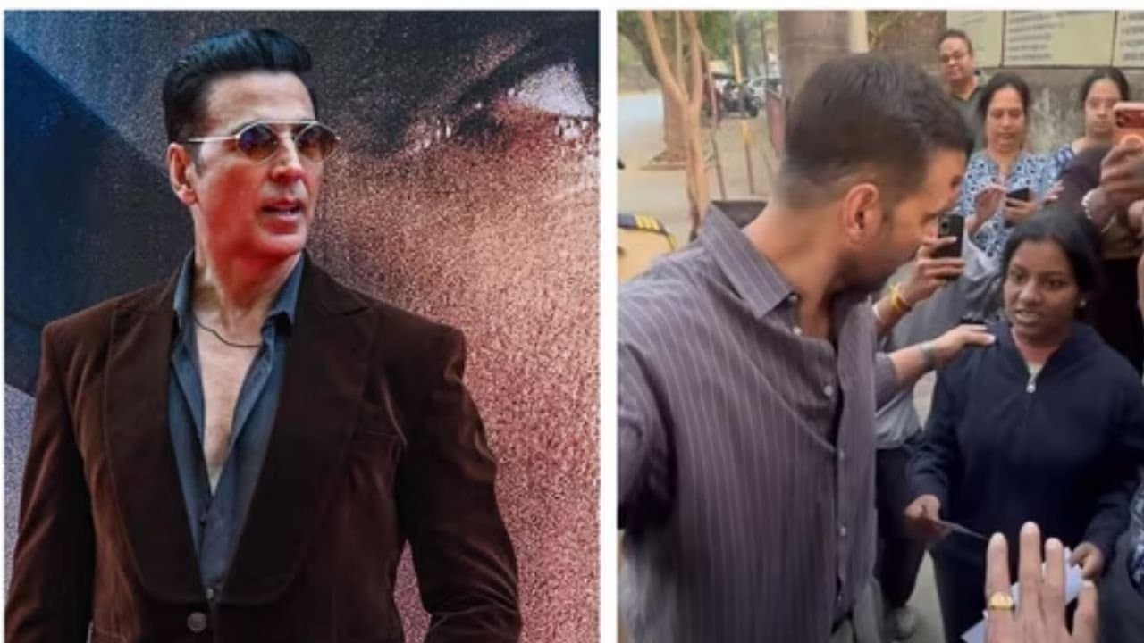 A girl touches Akshay Kumar s feet and asks for help