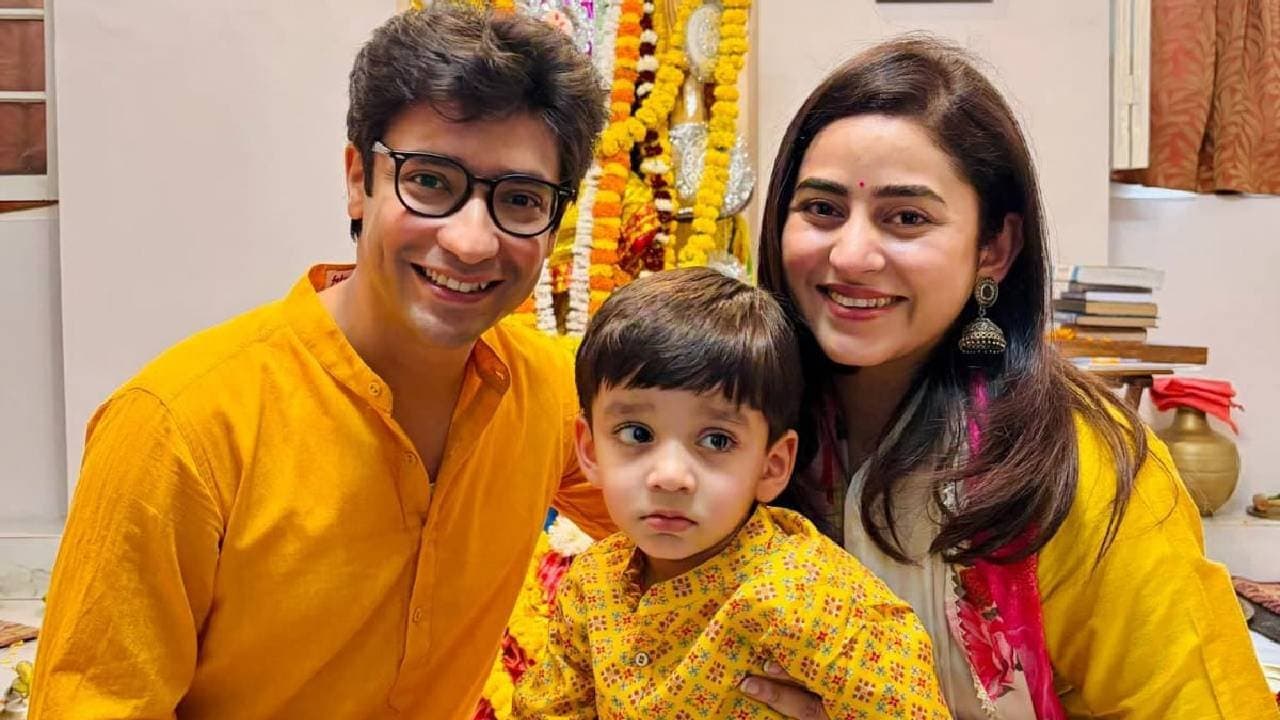 Gaurav Chakraborty and Riddhima Ghosh Celebrate Son Dheer s Haate Khori on Saraswati Puja
